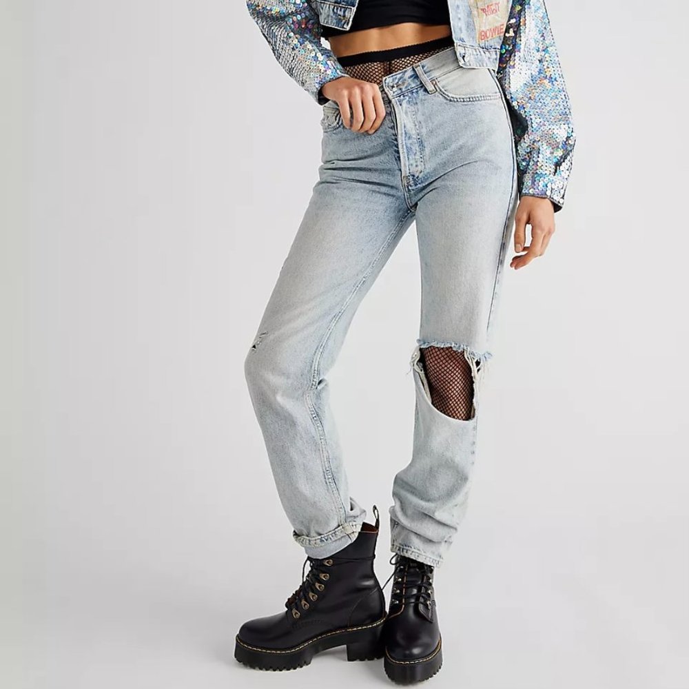 NWT Free People x Wren + Glory David Bowie Sequin Denim Jacket | OS - Picture 11 of 12